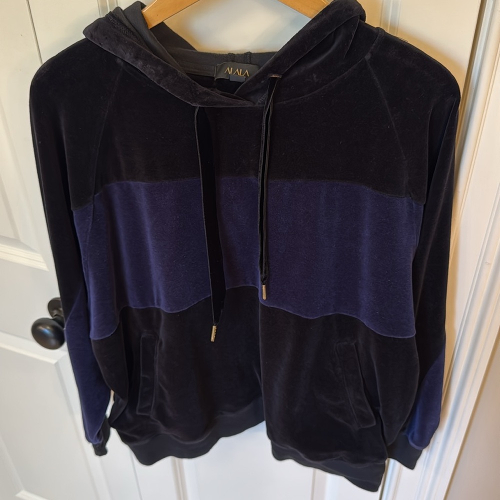 Alala black and blue Velvet Hoodie medium